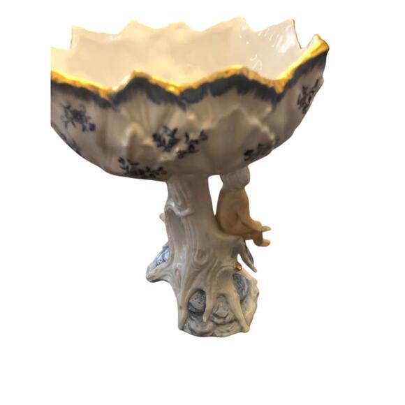 Porcelain Colonial Blue and White Cupids Candy Dish Figurine - Picture 8 of 10